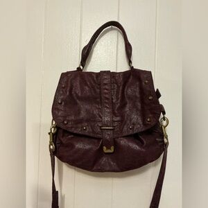 Rare MATT & NAT Vegan Burgundy Large Studded Crossbody Vintage Handbag Bag